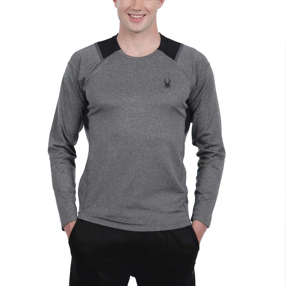NEW Spyder Active Men’s Moisture Wicking Brush Long Sleeve T-Shirt Grey, Size M